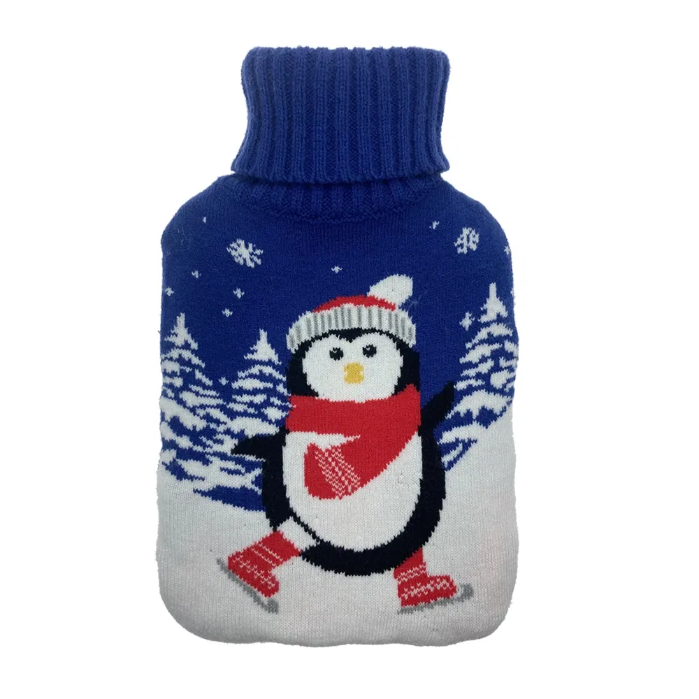 Manufacturer Rubber Hot Water Bottle Woven Pattern Knitting Cover Colorful Hand Warm Bag Cover