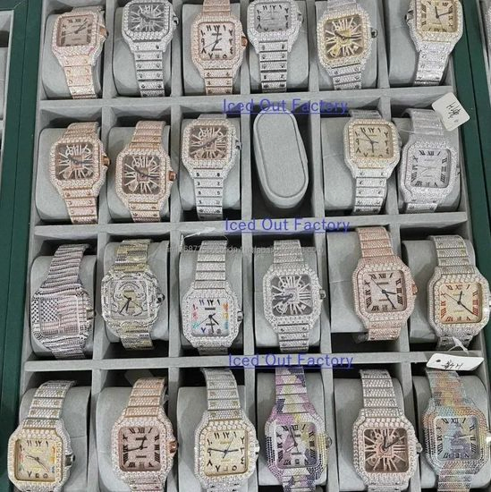 Super Cloned Moissanite Diamond All Ice Crystal Chronograph Vvs Clarity Diamond Watch