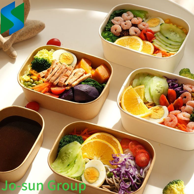 Factory Outlet Wholesale Food Grade Takeout Box Rectangular Paper Kraft White Bowl with Lid