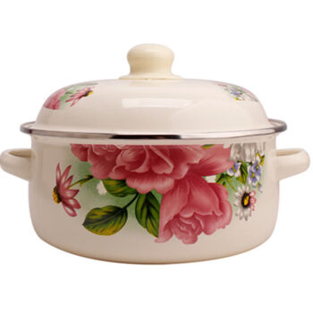 Flower Coating with Glass Cover Enamel Manufacturer Casserole Wholesale Custom
