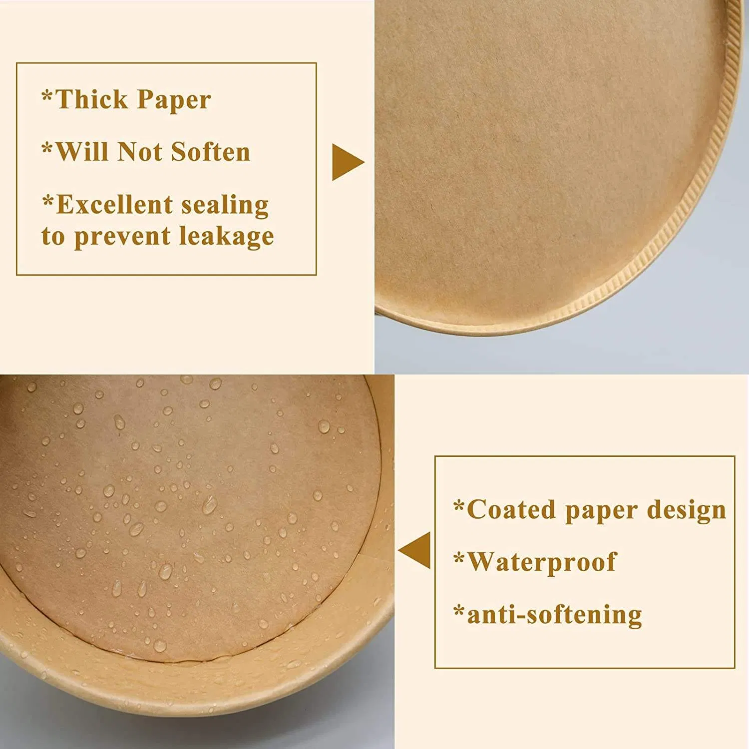 Stackable Embossed Kraft Paper Salad Bowl for Premium Brand Image Presentation