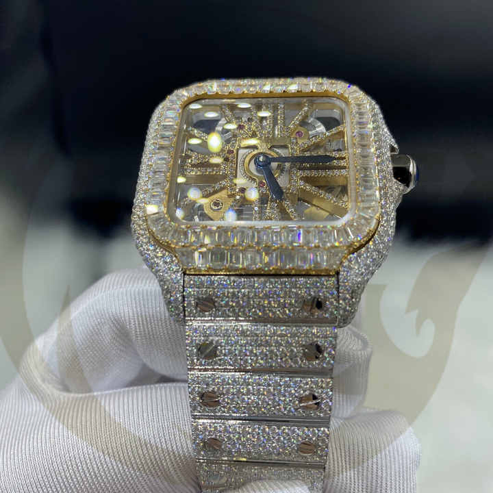 Moissanite Watch Hip Hop Bust Down 41mm Men Iced out Branded Watch Vvs Baguette Setting