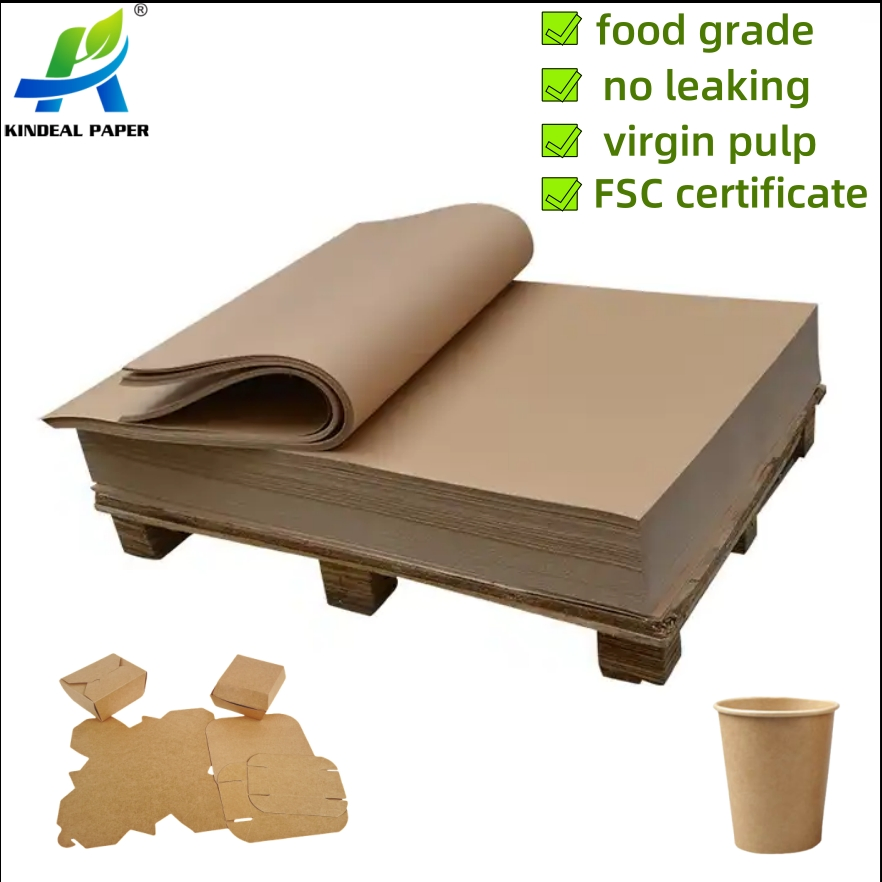 Eco Friendly Cardboard Coffee Fan Kraft Paper Material Bottom PE Coated Paper Cup Rolls