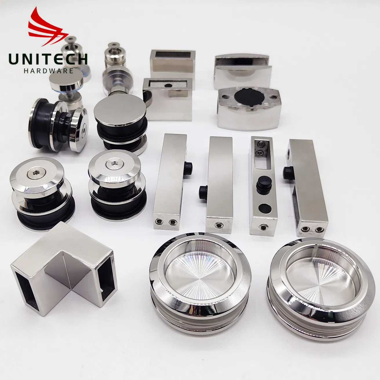 Stainless Steel Bathroom Double Glass Sliding Door Fitting System