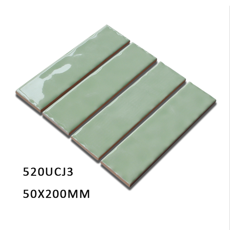 2X8 Inches/50X200mm Light Apple Green Porcelain Bedroom/Living Room Subway Wall Tile