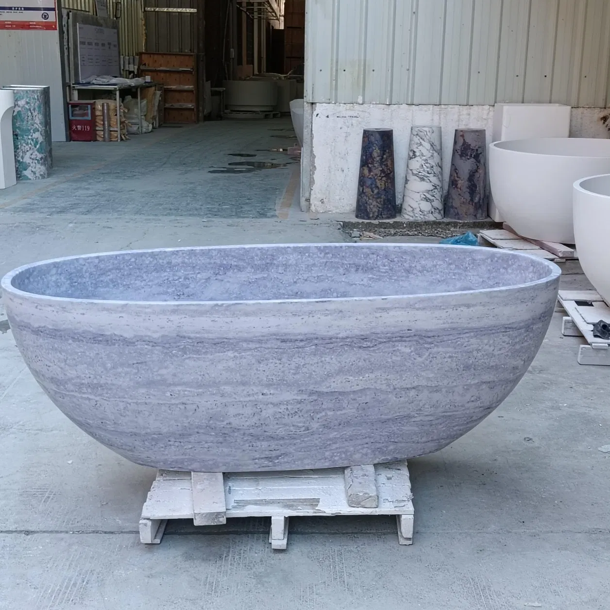 Овальная ванна из искусственного камня Travertine