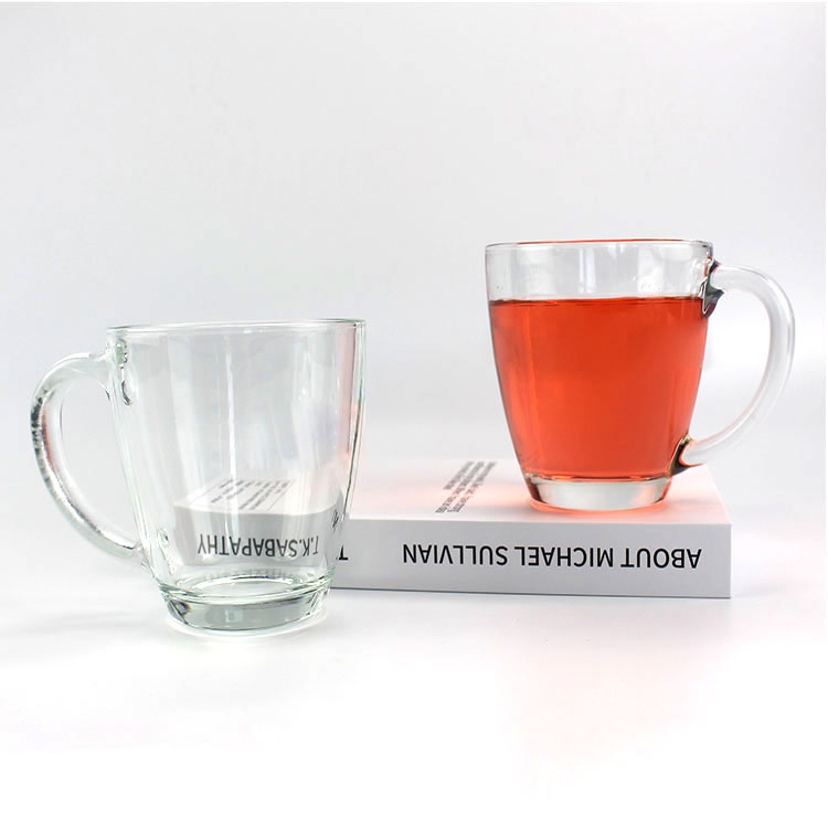 Custom High Temperature Clear Glass Drinking Cup Heat Resistant 430ml Reusable Travel Coffee Glass Mug Cup with Handle