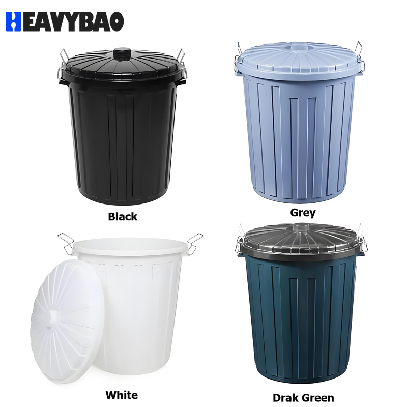 Heavybao Plastic Round Commercial Garbage Barrel Food Waste Bucket Bin with Lid