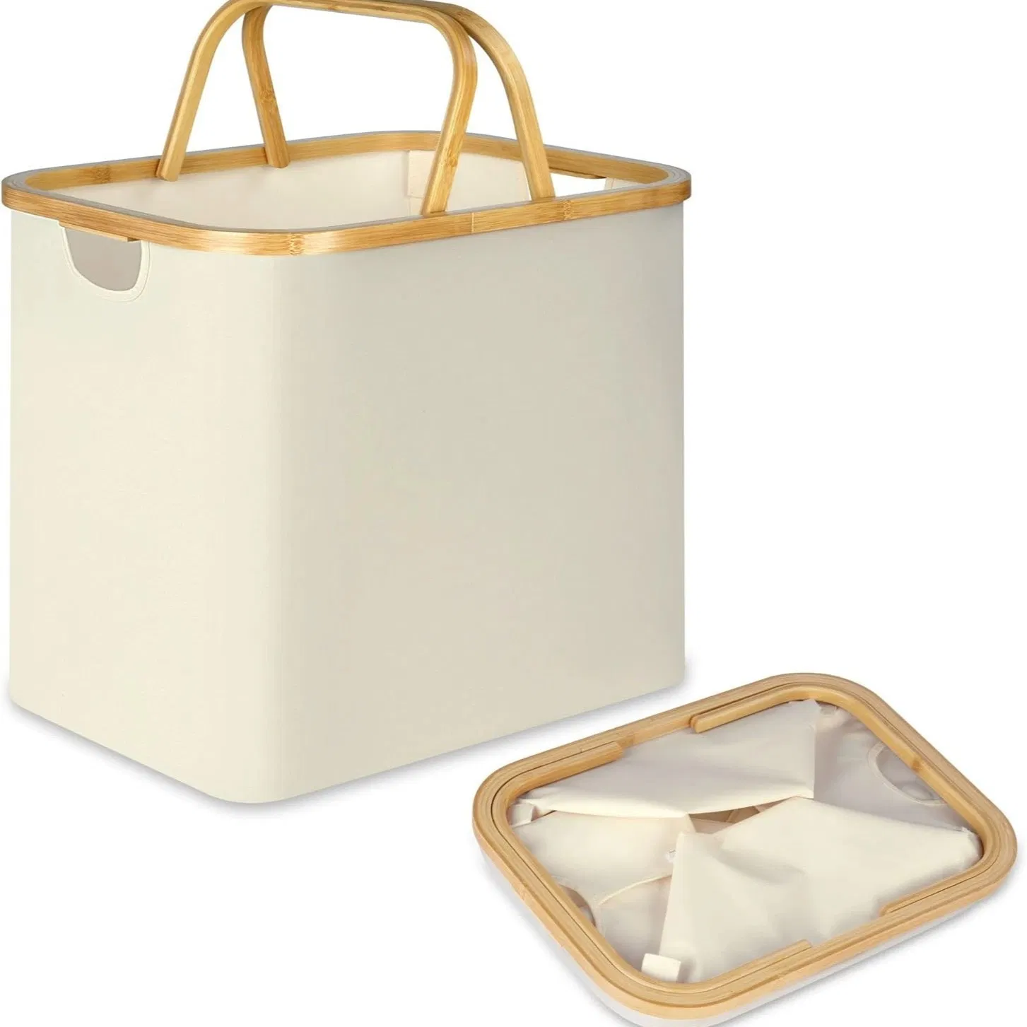 Hand-Held Storage Box Cross-Border Folding Storage Basket with Wooden Handle Dirty Clothes Basket