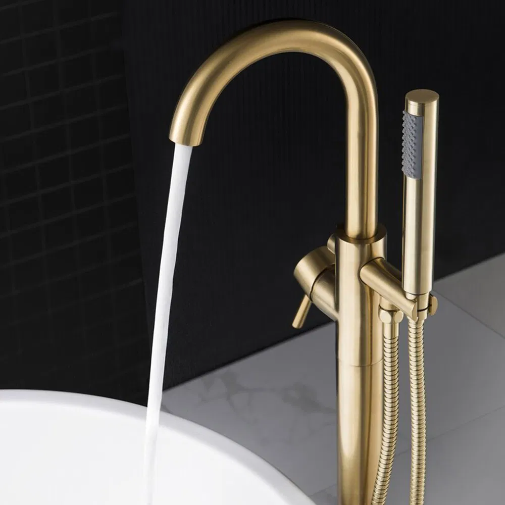 Luxury Long Neck Bathtub Faucet 1 Hole One Handle Bathtub Shower Tub Faucet