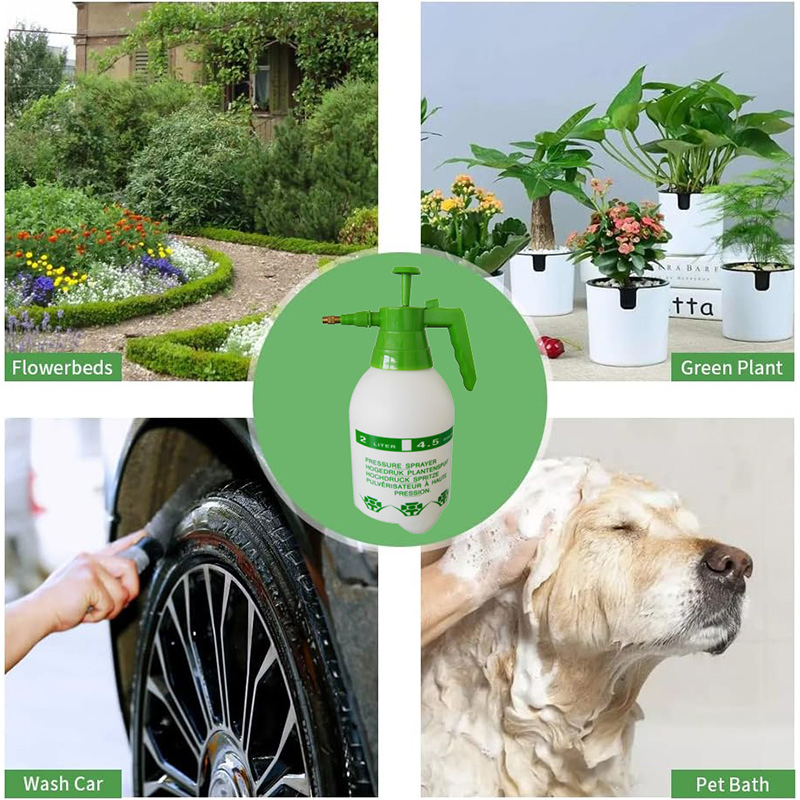 Garden Hand Pump Pressure Sprayer 2L with Adjustable Nozzle for Watering Plants