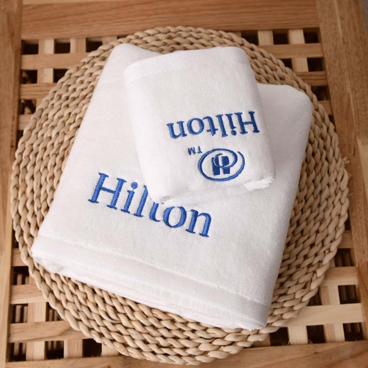 Wholesale Hotel Bathroom Linen White 100% Cotton Jacquard Terry Hotel Bath Towel