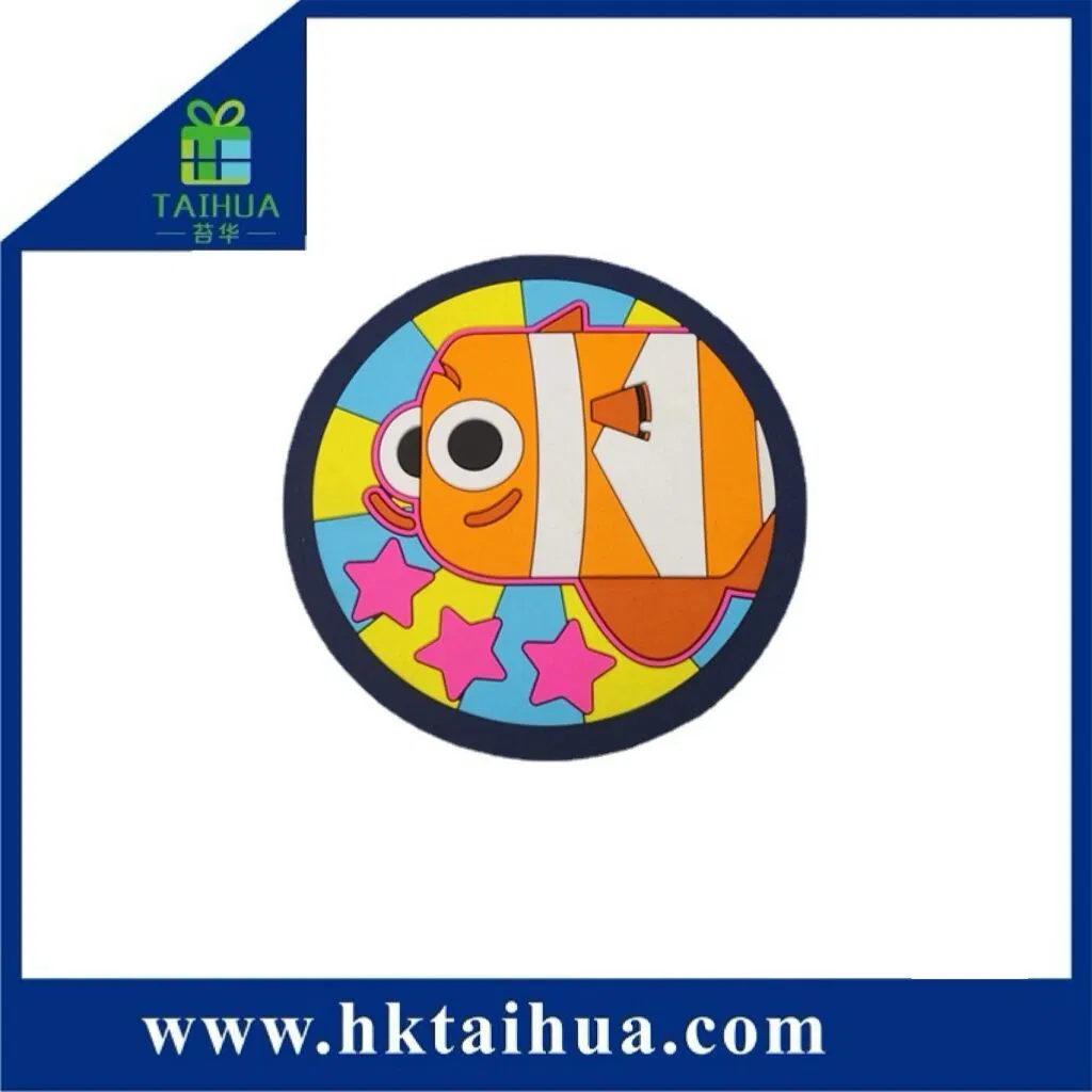 High Quality Non Slip Round Shape Cup Mats, Promotional PVC Coasters