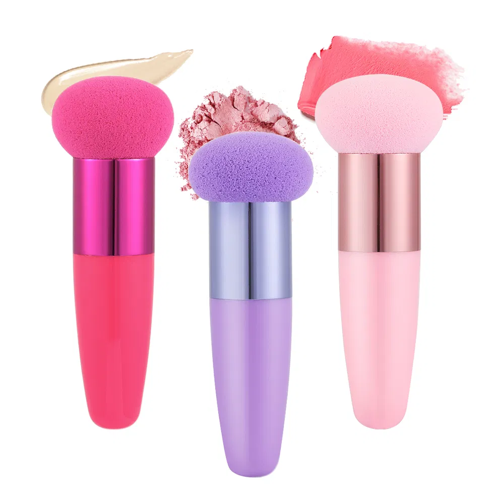 Fashion Women Mushroom Head Puff Foundation Face Make up Tools Liquid Sponge Beauty Cosmetic Powder Puff with Smooth Handle
