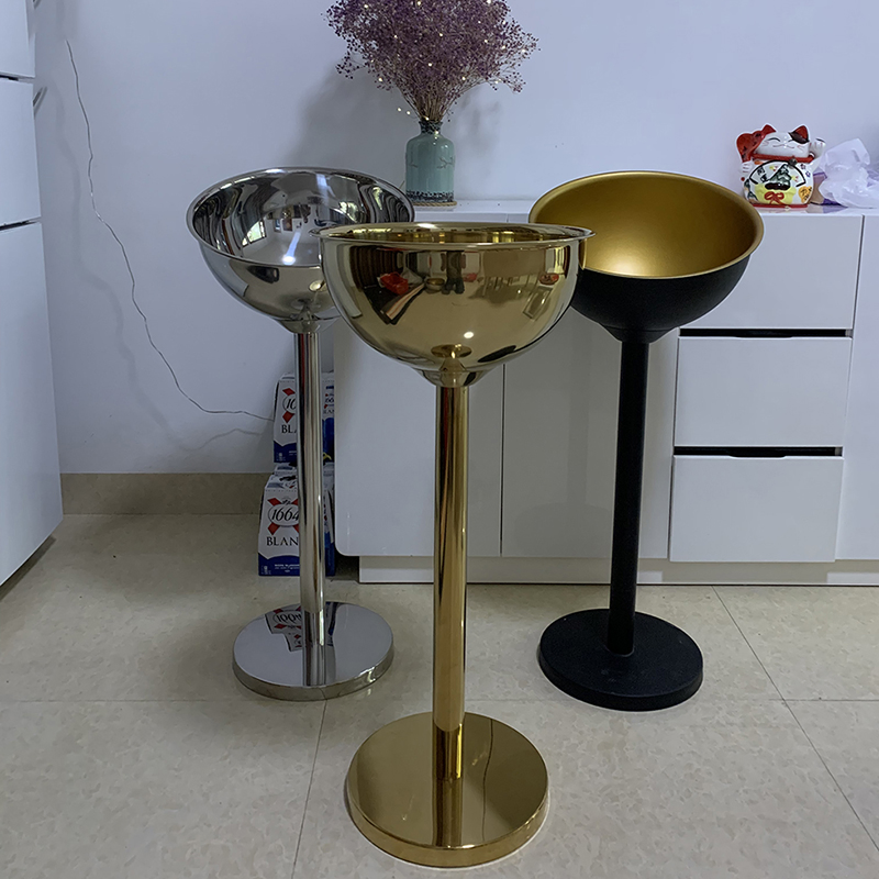Ice Wine Bucket Outdoor Champagne Bucket Bar Club KTV Soft Decoration Design Custom Logo Drink Cocktail Serving Metal Stainless Steel Gold Punch Bowl