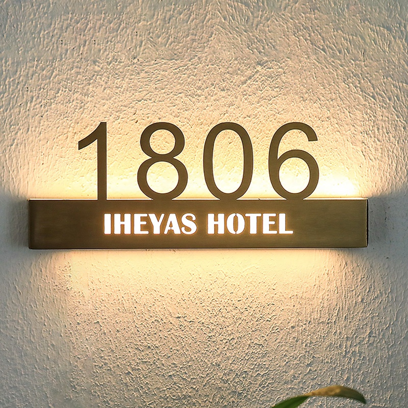 Metal Brass Door Number Plates and Lettersr Hotel Room Number Signboard Retro Decorative Number Brass Letters for Door Hotel