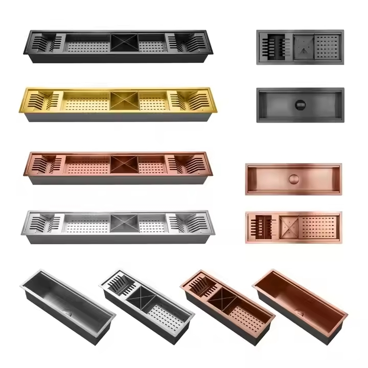 Stainless Steel Customized Kitchen Sink Dish Rack & Knife Rack with Drainboard Restaurant Kitchen Sink