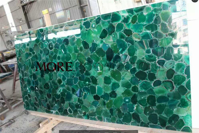 Interior Wall Decor Translucent Green Agate Stone Slab