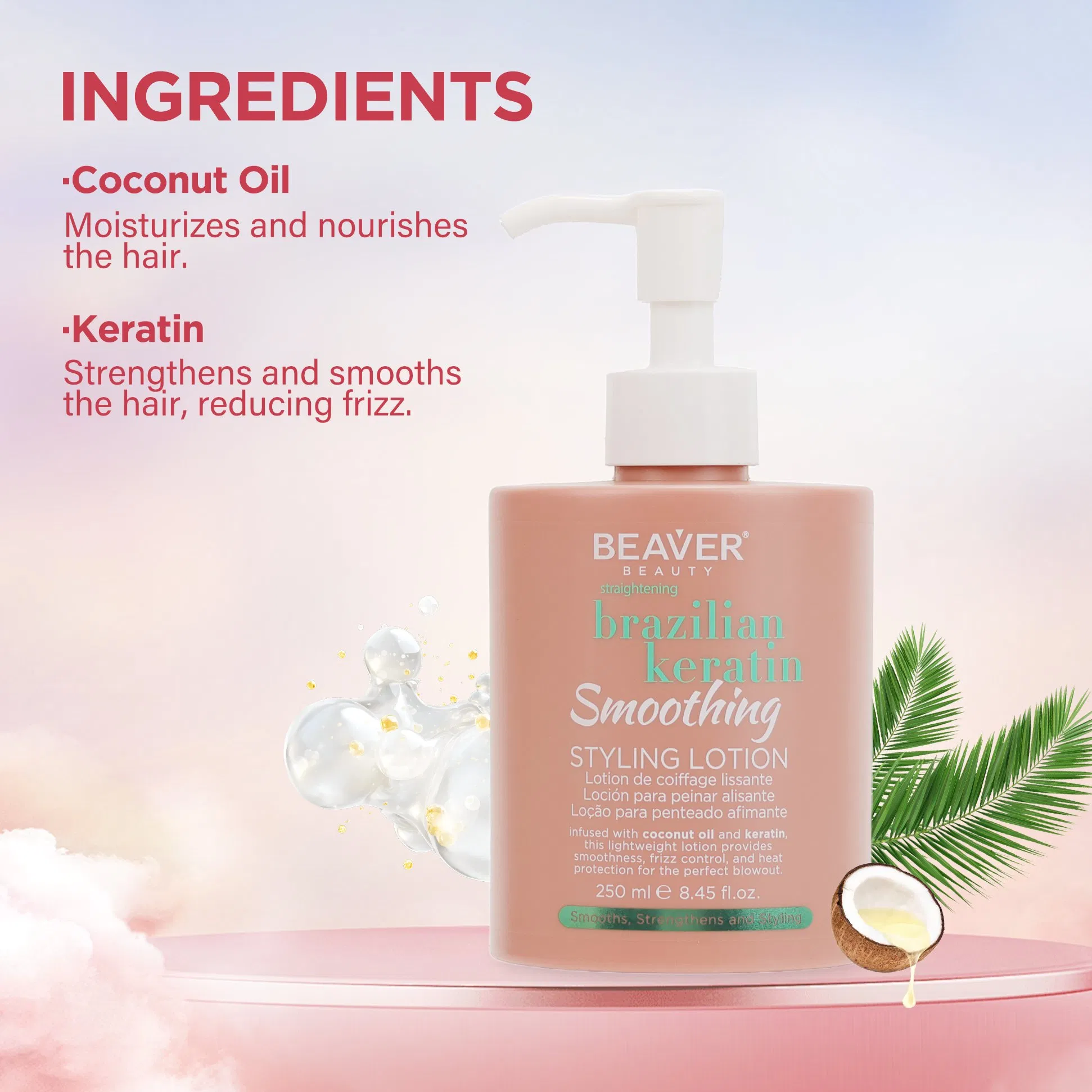 Beaver Private Label Keratin Hair Cream Styling Lotion Repairing Dry Hair Products