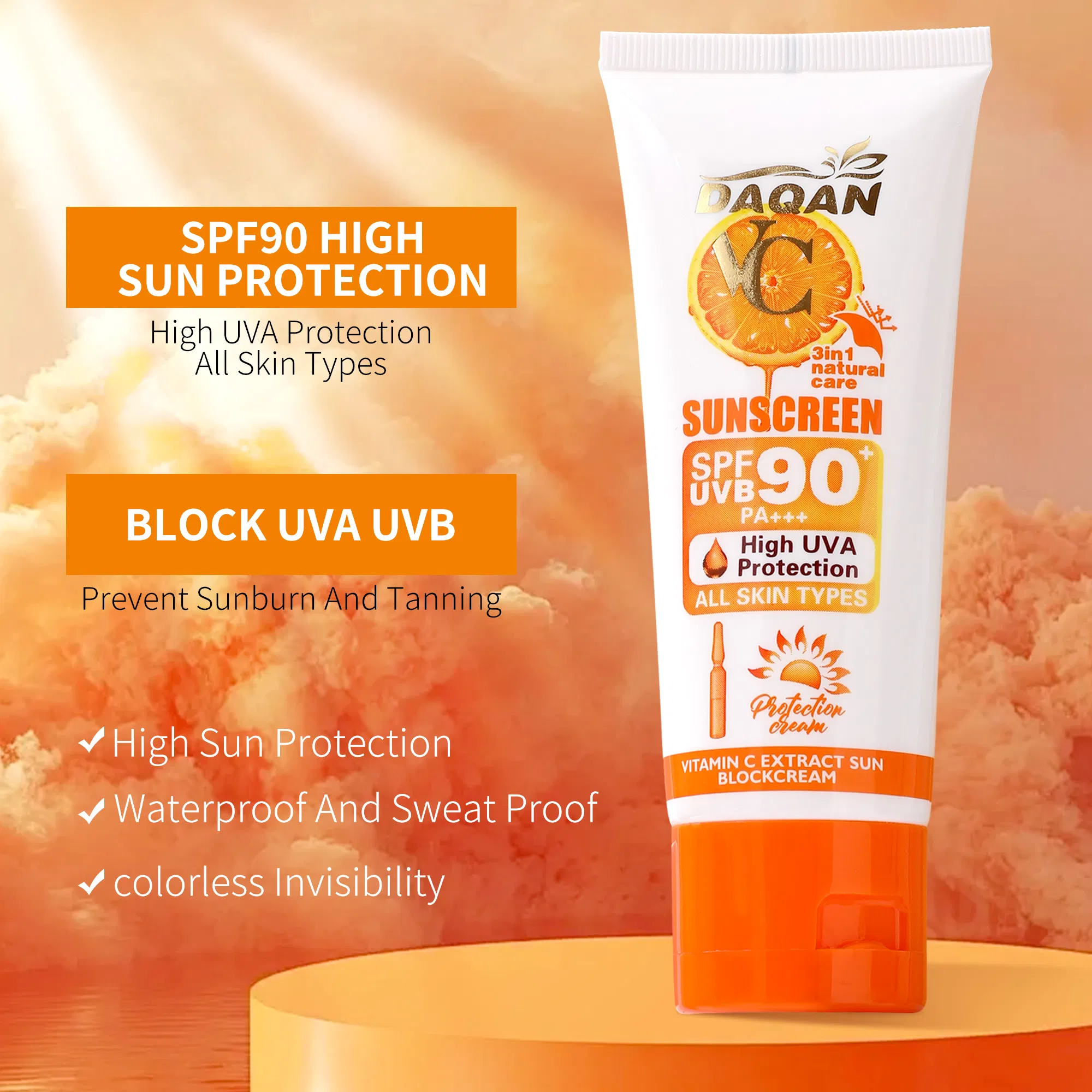 High SPF90 Refreshing Moisturizing Non-Greasy Body Sunscreen Lightweight Sun Cream