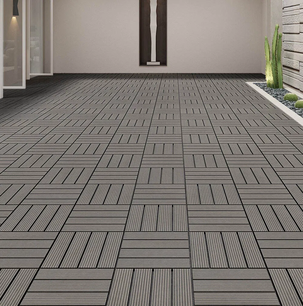 Hollow Composite Deck 3D Deep Wood Texture Embossing WPC Decking Tiles