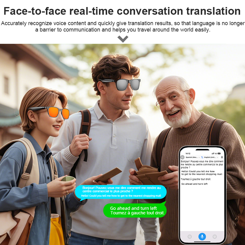 Умные очки с переводчиком AI, сенсорным управлением