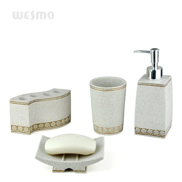 Elegant Marble Look Polyresin Bathroom Accessory Sets for Hotel & Home