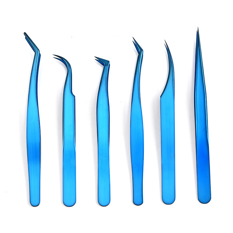 Professional High Precision Milky White Straight Curved Tips Lash Eyelash Extension Tweezers