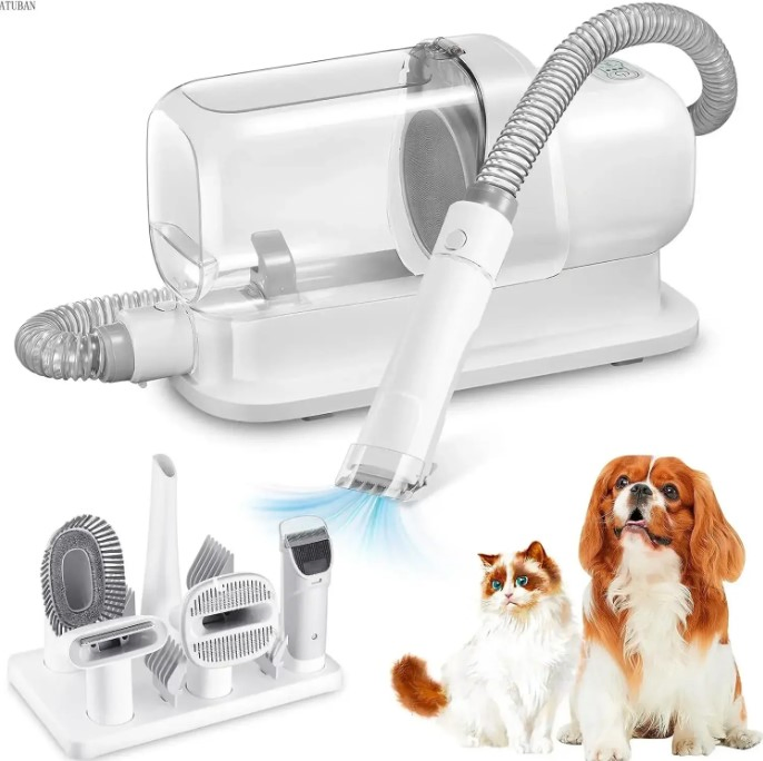 Dog Grooming Kit with 2.3L Larger Hair Dust Cup and Vacuum Brush for Pet Cleaner