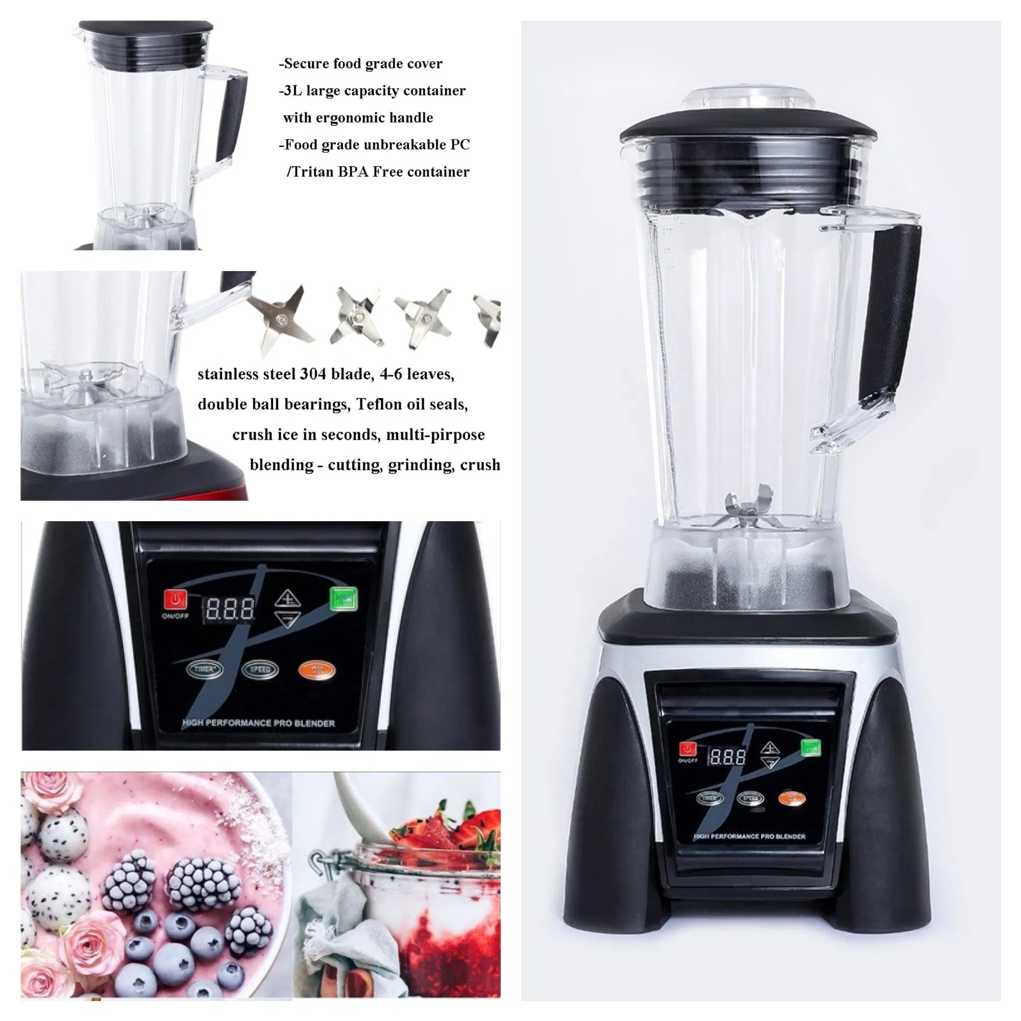 3L Electric Food Blender Ice Crusher Fruit Mixer Smoothie Blender Meat Coffee Beans Grinder