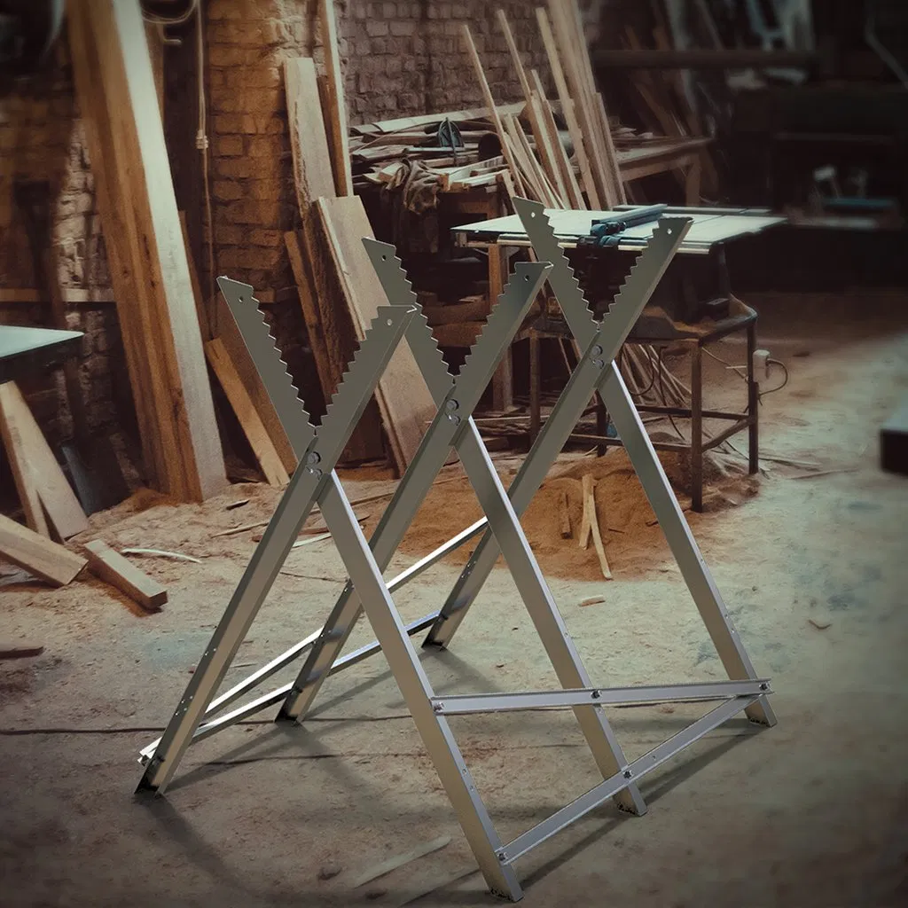 Log Saw Horse with Serrated Teeth for Log Firewood and Timber