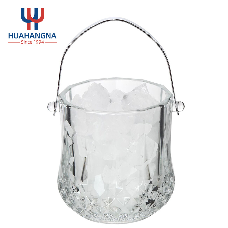 1000ml Customize Bar Tableware Clear Glass Ice Bucket for Champagne Whiskey Wine Beer