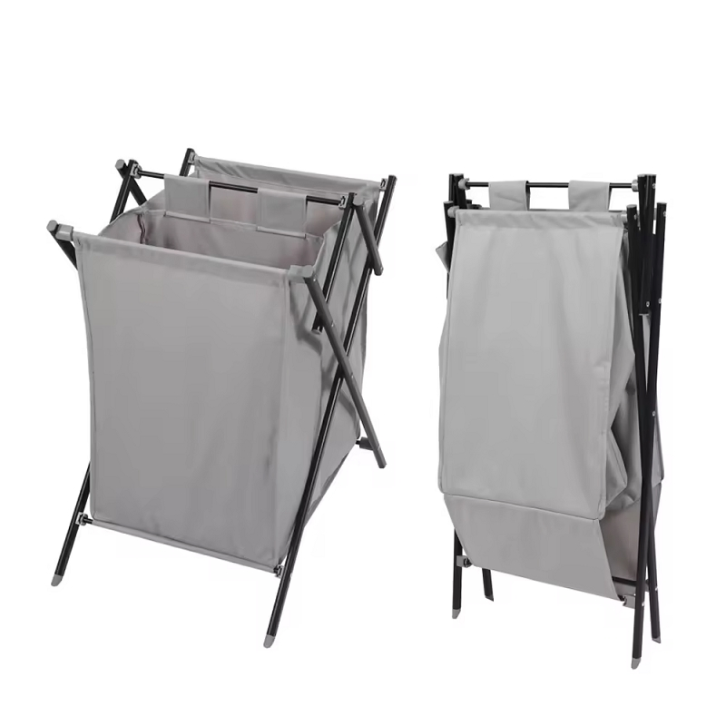 X-Frame Foldable Laundry Oxford Bag 2 Sections Laundry Hamper Washing Clothes Organizer Storage Bag Laundry Folding Basket