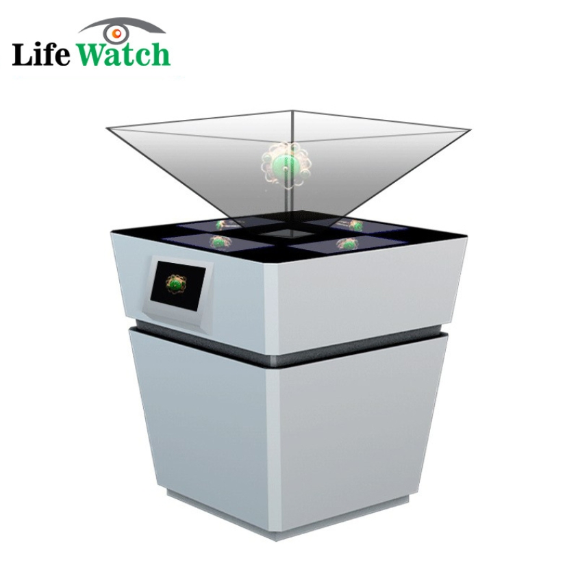 65-Inch 2K/4K Virtual Holographic Projection 3D Pyramid Stereo Imaging 360 Degree Transparent Display LCD Hologram Showcase Cabinet Screen