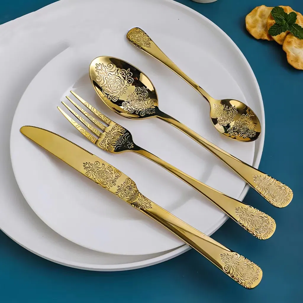 Nordic Luxury Tableware Golden Dinnerware Stainless Steel Cutlery Set