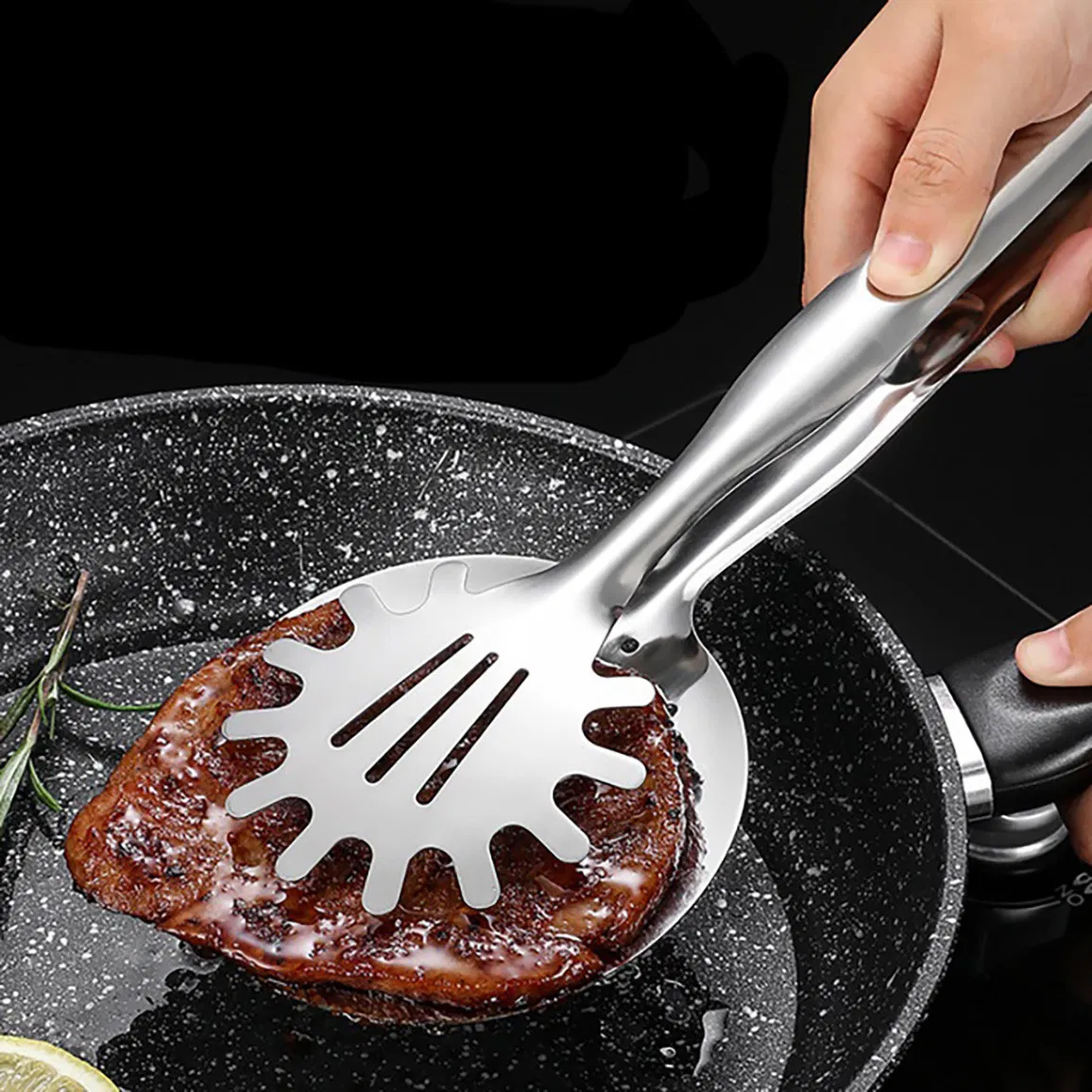 Multipurpose Premium Stainless Steel Food Clamp Frying Gripper Steak Barbecue Tongs Bl12119