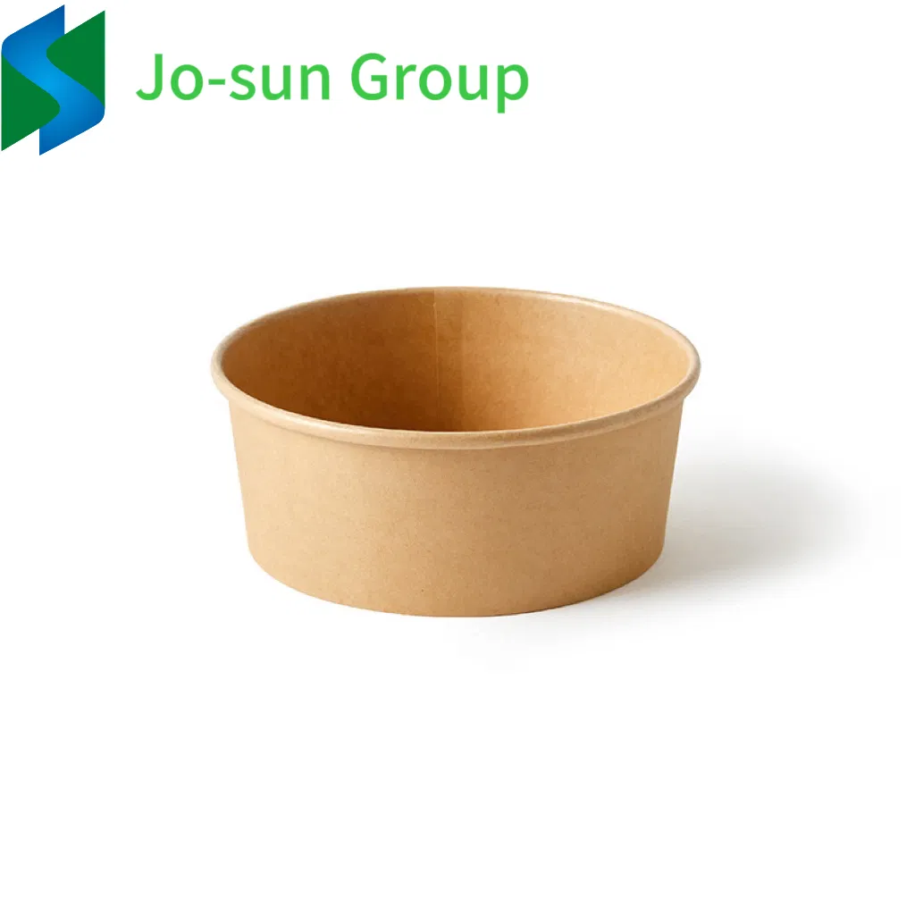 Jo-Sun Eco Friendly Disposable Kraft Paper Soup Bowl Biodegradable Take Away Food Container Salad Box Bowl Coated with Lid