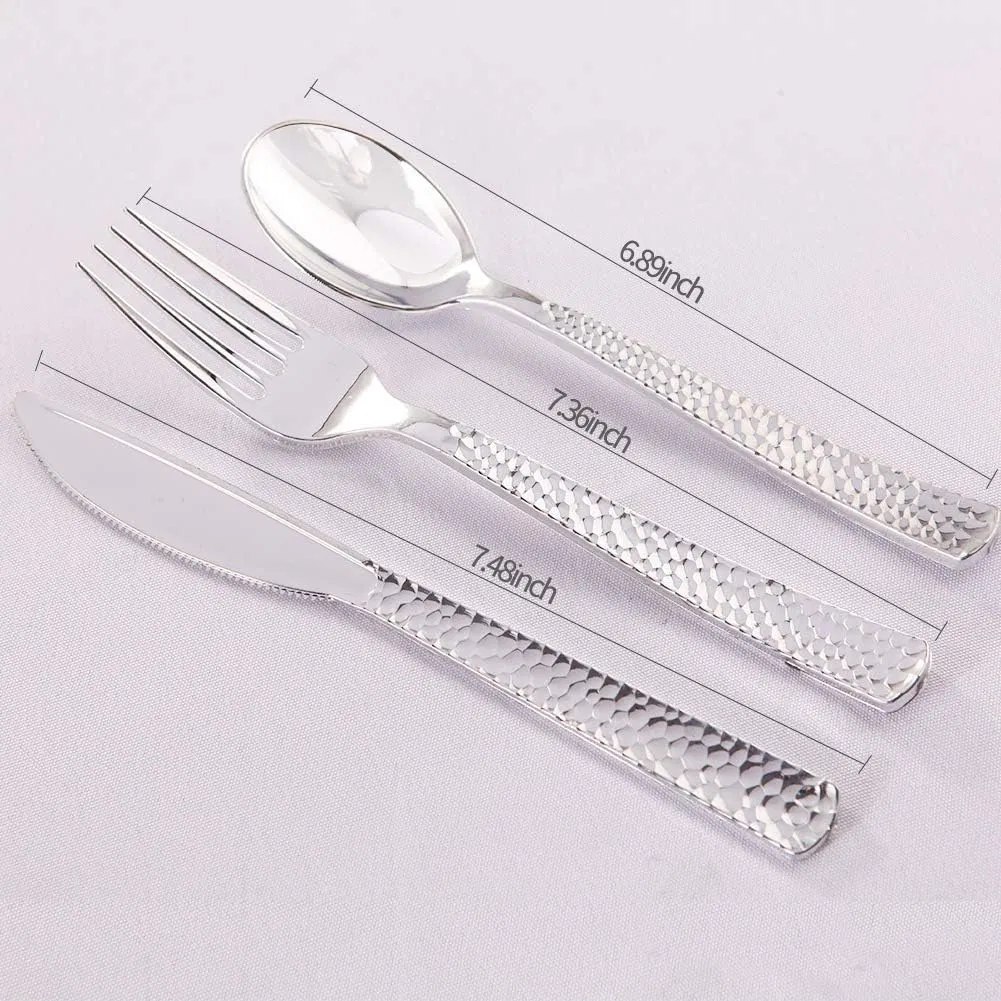 Premium Silver Disposable Cutlery Set: 120 Forks, Knives, Spoons