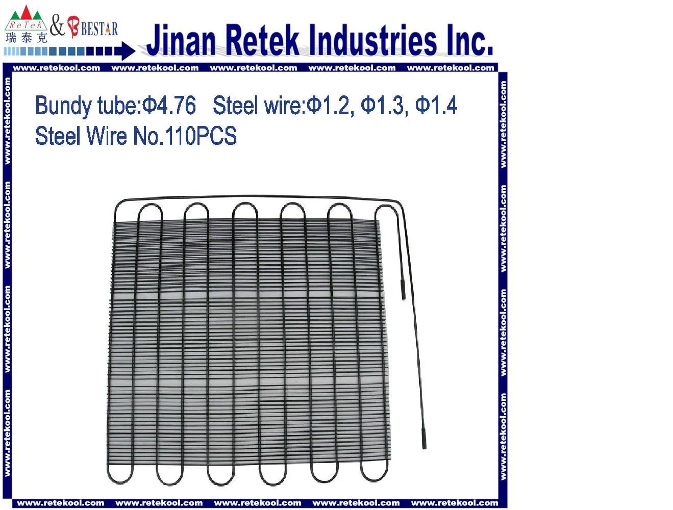 Krcr-06 Refrigeration Steel Wire Steel Tube Condenser for Fridge