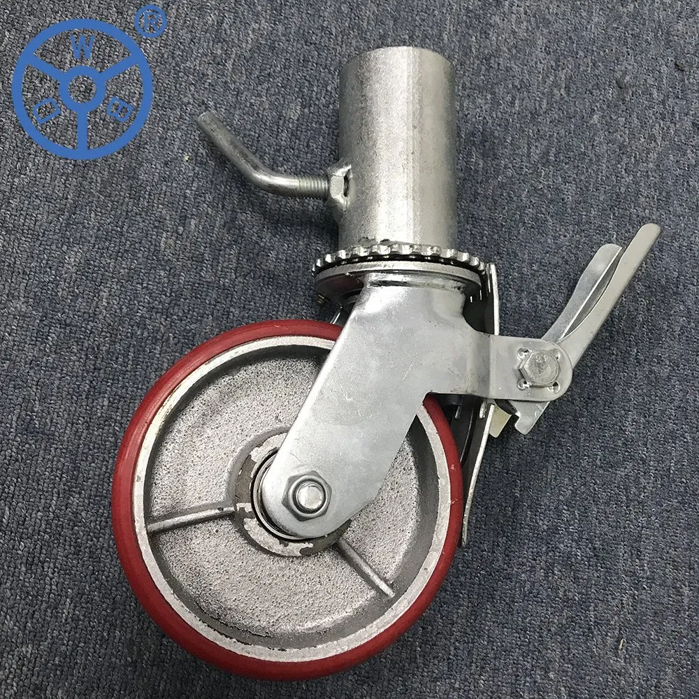 6 8 10 12 Inch Brake Cast Iron PU Scaffolding Caster Wheel