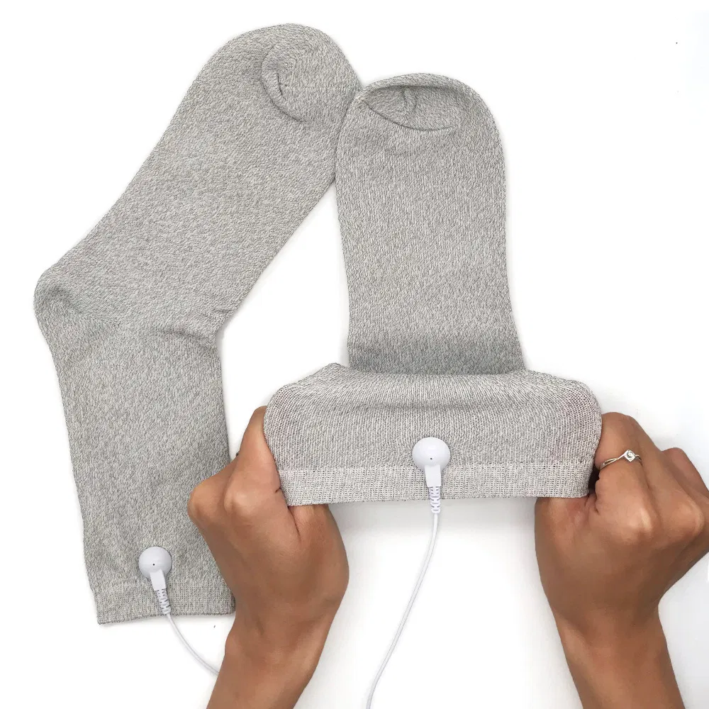 Tens EMS Electric Foot Massage Therapy Sock Cable Electrode Pads Conductive Silver Fiber Socks for Digital Massager Muscle Relax
