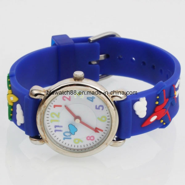 Quality Boys Silicone Cartoon 3D Strap Child Watches with Japan Movement