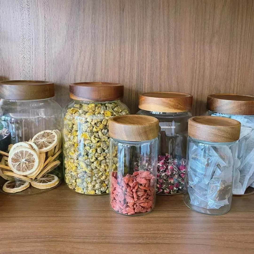 Hot Selling Kitchen Storage Glass Jars for Storage Jars Round Square Borosilicate Glass Canisters with Screw Bamboo Lid