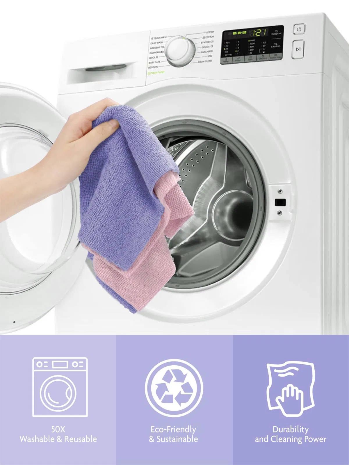 Scratch Free Washable 40 Pack Cleaning Cloth Tear Away Microfiber Roll Cleaning Towels Microfiber Cloths