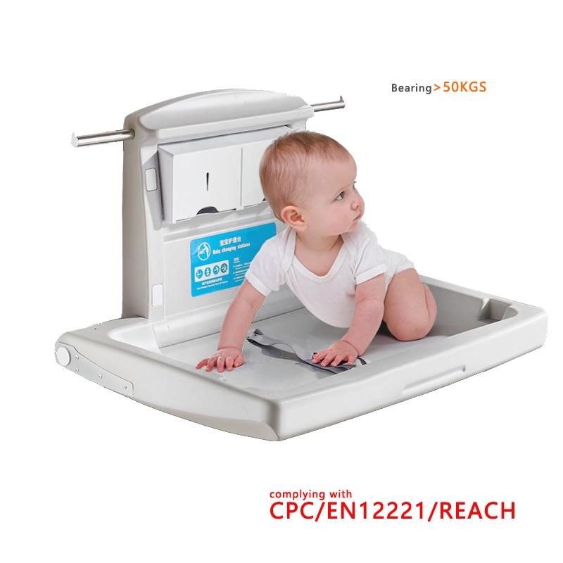 Modun Hot Sell Surface Mount HDPE Horizontal Diaper Change Table Baby Changing Unit Station