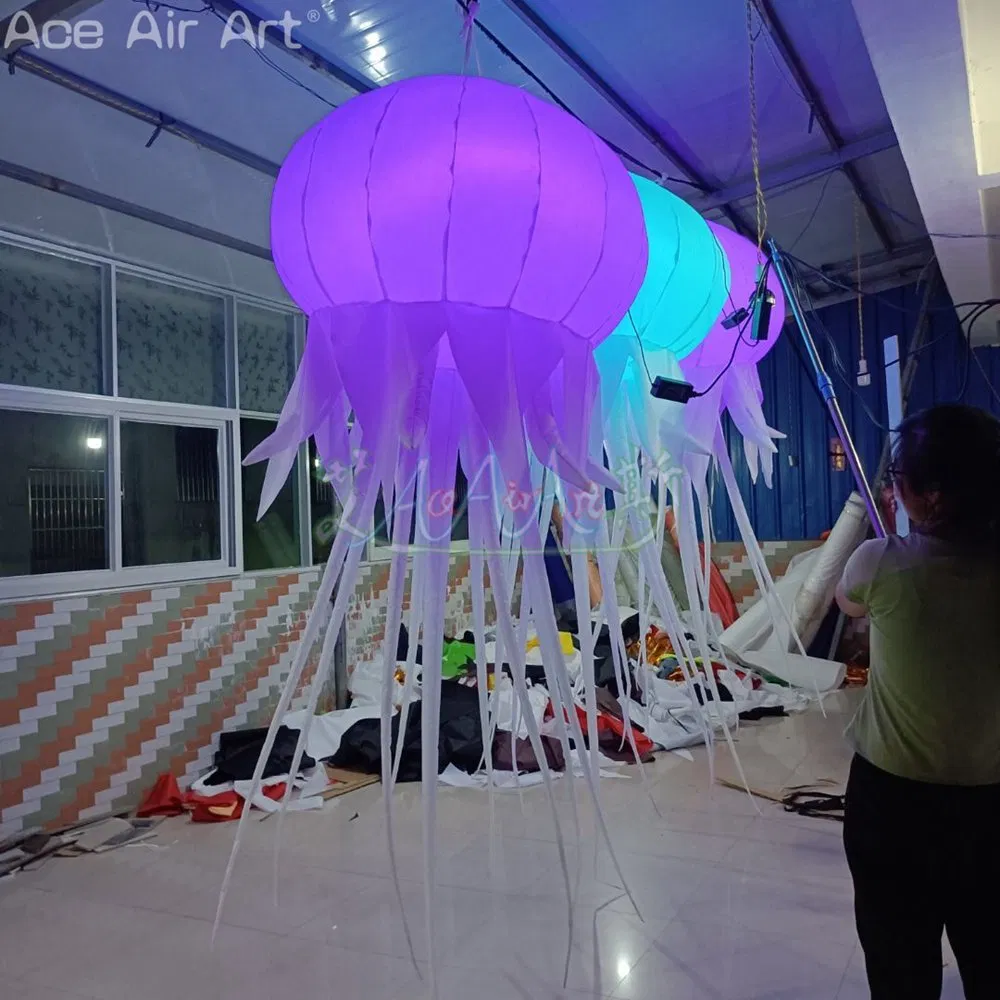 3mh Vivid Inflatable Ceiling Jellyfish LED Lighted Inflatable Wedding Jellyfish Balloons for Party