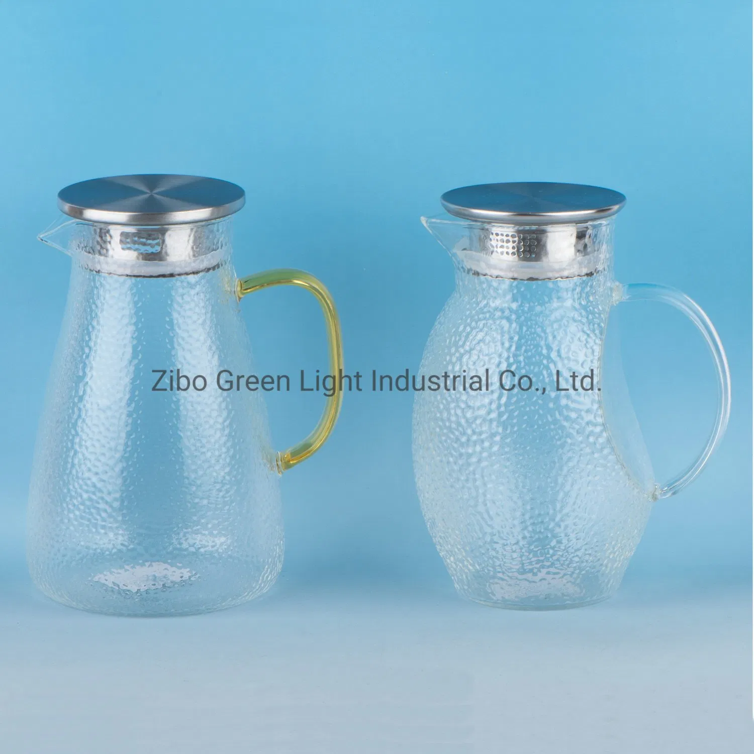 Borosilicate Glass Water Pitcher with Handle and Stainless Steel Lid Water Jug