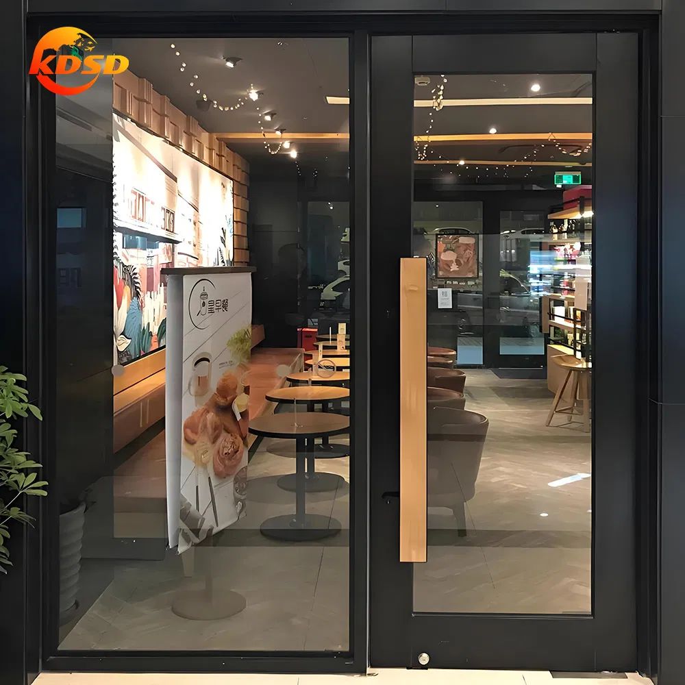 Kdsd Latest Design Modern Style Single Tempered Glass Aluminum Commercial Door