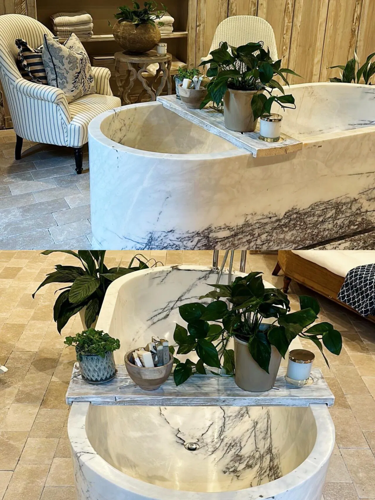 Liac White Marble 67-Inch Modern Freestanding Stone Composite Soaking Bathtub Polished Surface for Bathroom Application