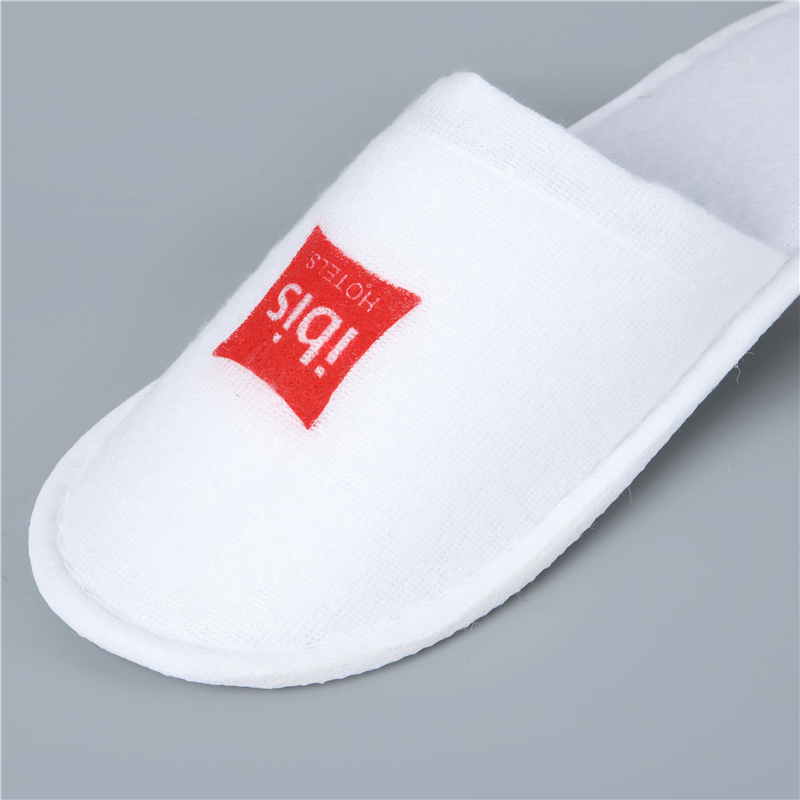 Ibis Hotel Slipper Custom Logo Hotel White Cotton Terry Hotel Slipper